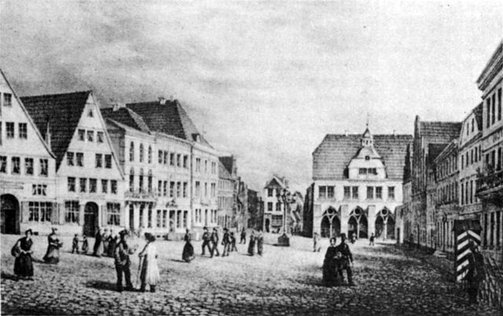 Marktplatz zu Minden um 1840